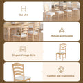 Vintage Traditional 9 Piece 82.7Inch Extendable Dining Table Set With 23.6Inch Removable Leaf And 8 Upholstered Dining Chairs For 8, Natural Wood Dining Room Distressed Finish Rubberwood Rectangular Dining Table With Bench Wood Wood Natural Seats 8