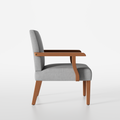 Fabric Accent Arm Chair Set Of 2 With Round Wood Table Light Gray Fabric