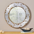 Mango Wood Aluminium Fitted Round Mirror Natural Wood