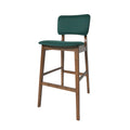 Rubberwood Upholstered Barstool With Fabric Seats Set Of 2 , Dark Green, And Walnut Finish Frame Rubberwood Dark Green,Walnut Light Brown Dining Room Foam Wipe Clean Square Bar Stools Rubberwood Set