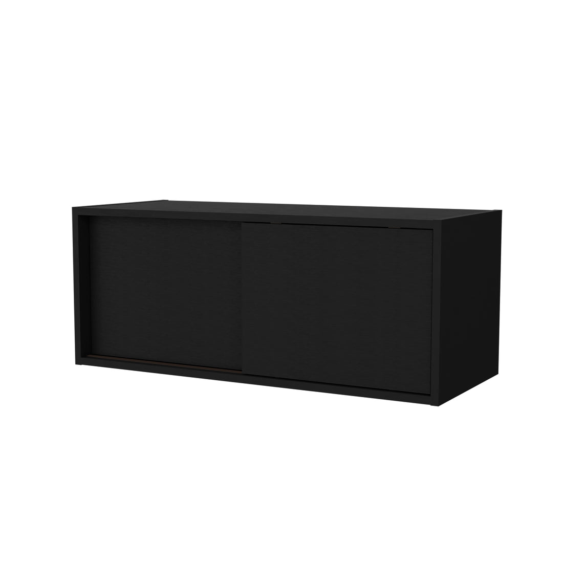 Anegam Floating Cabinet With Sliding Door, Black Wall Mounted Black Office Wall Mounted Modern Particle Board Melamine