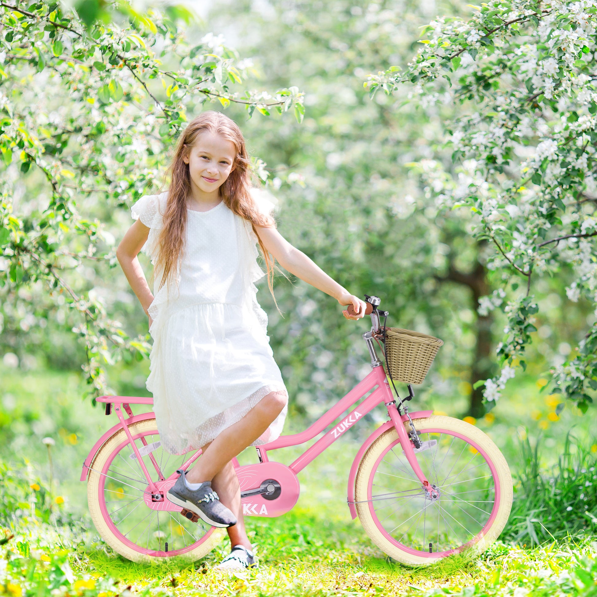 Multiple Colors,Girls Bike With Basket For 7 10 Years Old Kids,20 Inch Wheel ,No Training Wheels Included Cycling Light Pink Garden & Outdoor Carbon Steel