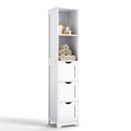 Bathroom Tall Storage Cabinet, Slim Free Standing Cabinet With 3 Drawers And 2 Shelves,Floor Cabinet For Small Space, 11.8