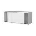 White Floating Cabinet With Sliding Door Wall Mounted 1 2 Shelves White Primary Living Space Sliding Doors Modern Particle Board