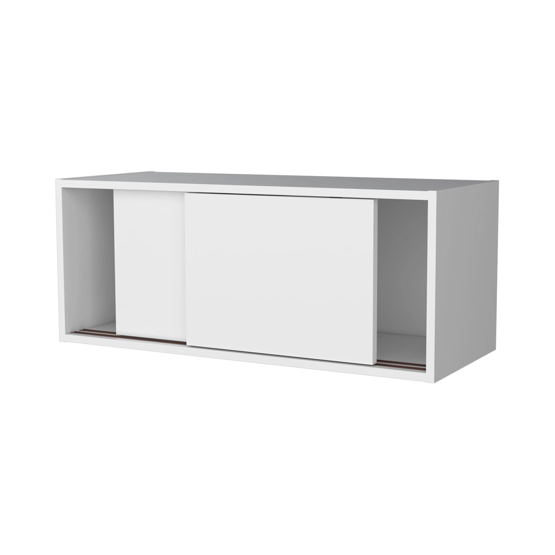 White Floating Cabinet With Sliding Door Wall Mounted 1 2 Shelves White Primary Living Space Sliding Doors Modern Particle Board