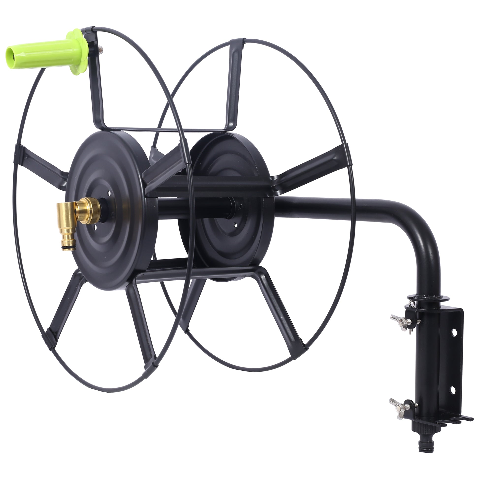 Swivel Hose Reel Wall Mount 180 Degree Pivot Hose Hanger Great For Garden Storage Hose Holder Wall Mount For Garden Hose Heavy Duty Steel Hose Hanger For Hose Reels Black Steel