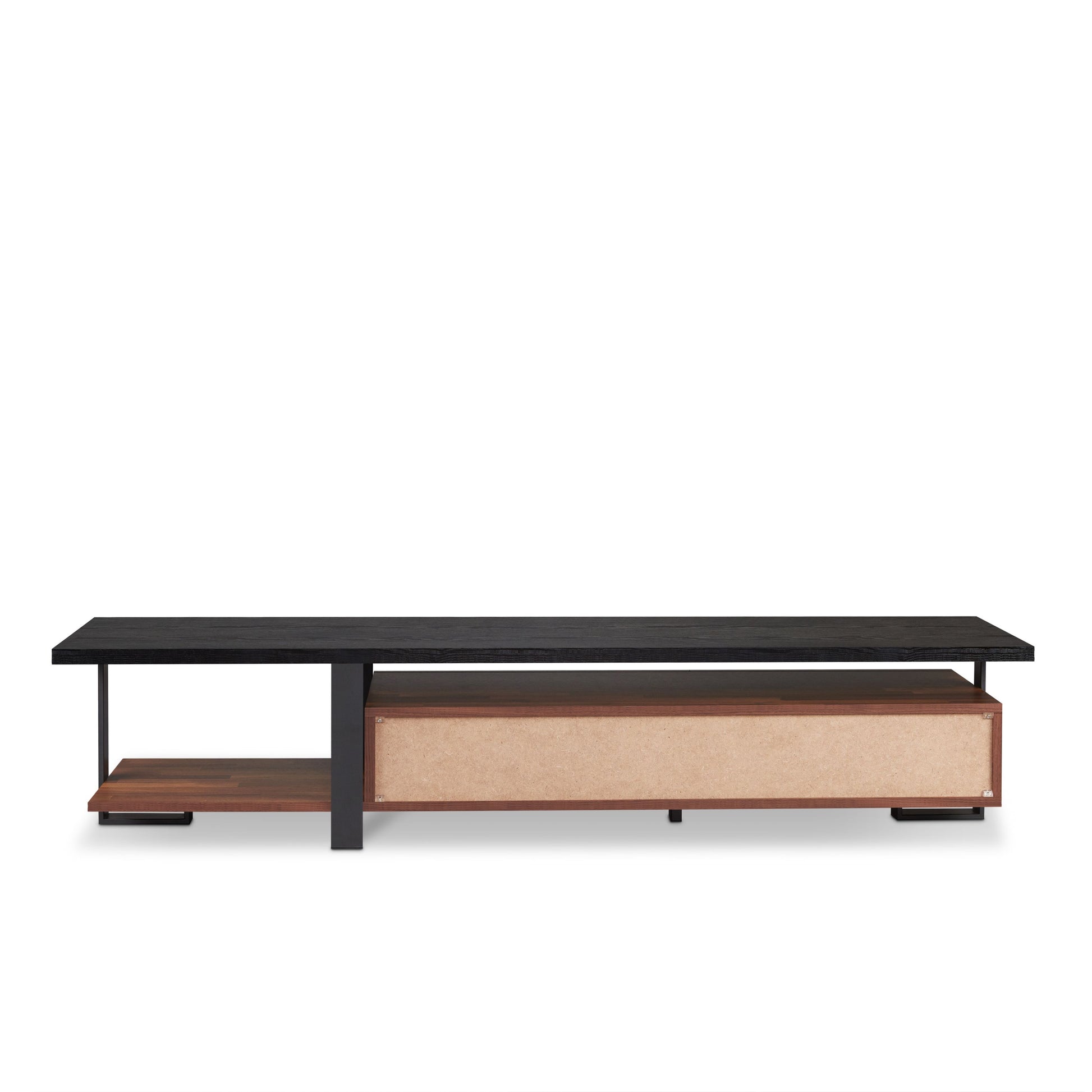 Elling Walnut & Black Finish Tv Stand Walnut Black 50 59 Inches Synthetic Wood