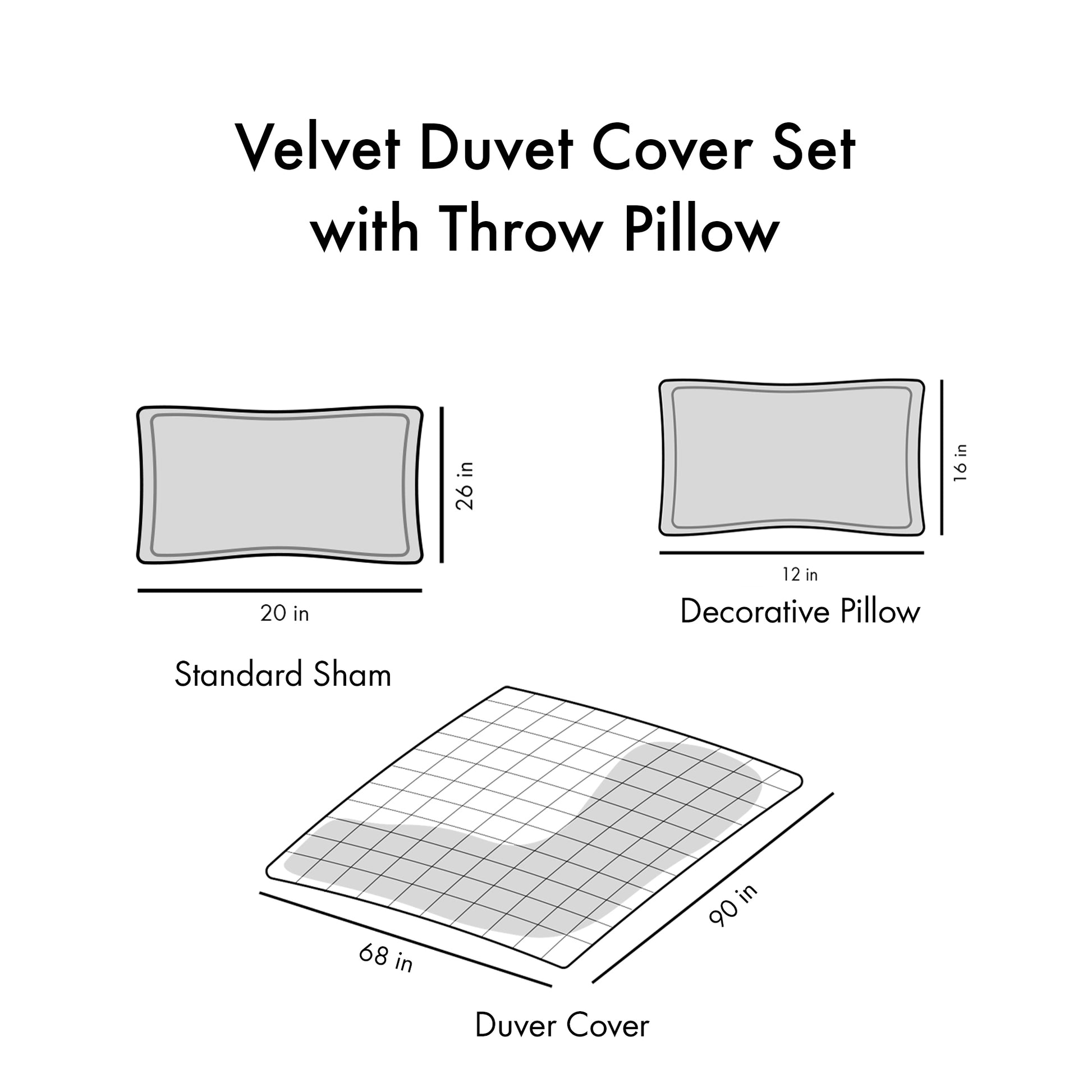 Velvet Duvet Cover Set Twin Grey Polyester