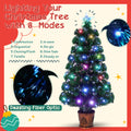 Pre Lit Optical Fiber Christmas Artificial Tree 4 Piece Set, Christmas Garland, Wreath And Set Of 2 Entrance Trees With Colorful Lights, Pvc Festival Celebration Set Green Pvc