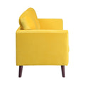 Modern Contemporary Living Room 1Pc Loveseat Yellow Velvet Upholstery Dark Brown Legs Solid Wood Furniture Yellow Velvet Wood Primary Living Space Modern Solid Wood