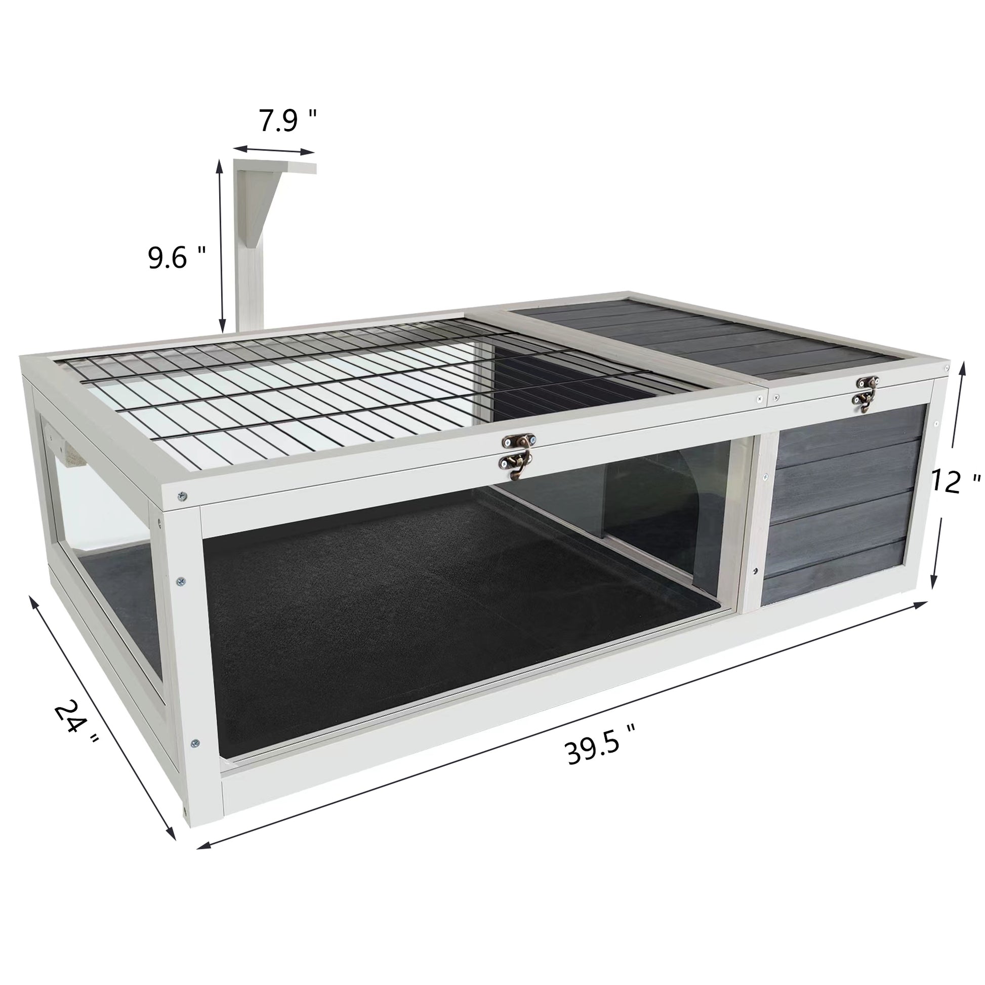 39.5 Wood Tortoise House Indoor Turtle Habitat Reptile Cage For Lizards, Geckos, With Removable Waterproof Tray,Light Support,Acrylic Window Gray Wood