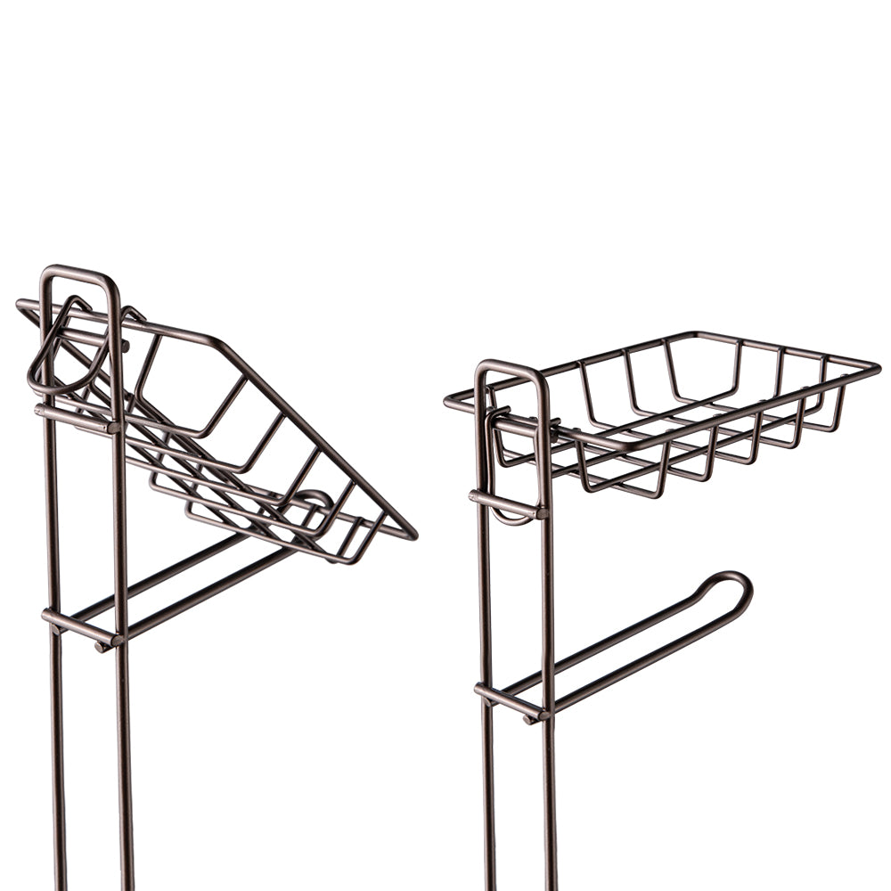 Toilet Paper Holder Holder With Shelf,Bathroom With Toilet Convenient Shelf, Holds Mega Rolls, Phone,Brown Brown Metal