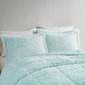 Ombre Shaggy Long Fur Comforter Mini Set Full Aqua Polyester