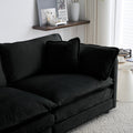 Mid Century Modern Couch 3 Seater Sofa With 2 Armrest Pillows And 3 Toss Pillows, Couch For Living Room Black Chenille Black Chenille 3 Seat