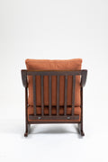 Woven Fabric Mid Century Modern Accent Chairs Comfy Upholstered Glider Arm Chair With Solid Wood For Living Room Bedroom Balcony Light Brown Linen