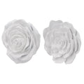 S 2 White Rose Hanging Wall Accents White Resin