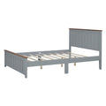 Full Size Wood Platform Bed Wooden Slat Support, Vintage Simple Bed Frame With Rectangular Headboard And Footboard, Grey Box Spring Not Required Full Grey Wood