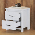 Vintage Two Drawer Wooden Nightstand, Simple And Generous, Large Storage Space,White White Particle Board Mdf