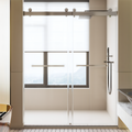 56 60 Inches W *76 Inches H Frameless Double Sliding Soft Close Shower Door In Chrome, 3 8 Inches 10Mm Thick Sgcc Tempered Glass Door Chrome Glass Metal