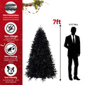 9Ft Pre Lit Black Christmas Tree, Full Halloween Xmas Artificial Tree 3176 Branch Tips, 750 Lights, Metal Hinges, Foldable Base, Holiday Decoration Black Black Polyethylene