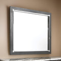 Contemporary Square Shape Bedroom Mirror With Wood Grain Texture, Gray Gray Mdf Glass