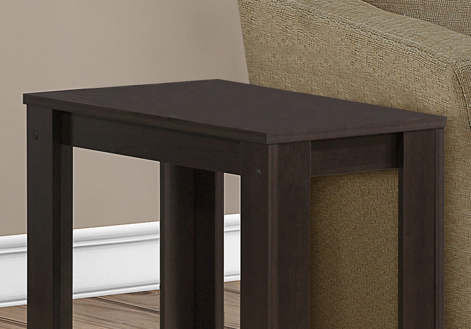 Accent Table, Side, End, Nightstand, Lamp, Living Room, Bedroom, Brown Laminate, Transitional Espresso Particle Board