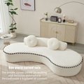 Arrived 105.5''Curved Sofa, Modern Minimalist Sofa, Cloud Couch Sofa 3 4 Seater Couch With 2 Pillows,Bedroom, No Assembly Required, Point Shaped Corduroy, Anti Wrinkle Beige Beige Polyester Primary Living Space Tight Back Soft Modern Foam Upholstered 3