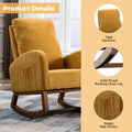 Coolmore Rocking Chair, Modern Glider Chair, Recliner Armchair With Wood Legs And Side Pocket, Nursery Rocking Accent Chair With High Back For Living Room Bedroom Mustard Yellow Linen Mustard Yellow Foam Solid Wood