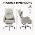 Swivel Ergonomic Office Chair, Technology Leather High Back Office Chair With Lumbar Support Headrest, Sedentary Comfortable Boss Chair, 155 Reclining Computer Chair Colorgrey Caster Light Grey Office Foam American Design,American Traditional,European