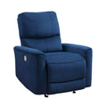 Modern Living Room 1Pc Power Rocker Reclining Chair Blue Velvet Upholstery Solid Wood Frame Luxury Home Furniture Navy Velvet Wood Primary Living Space Modern Solid Wood