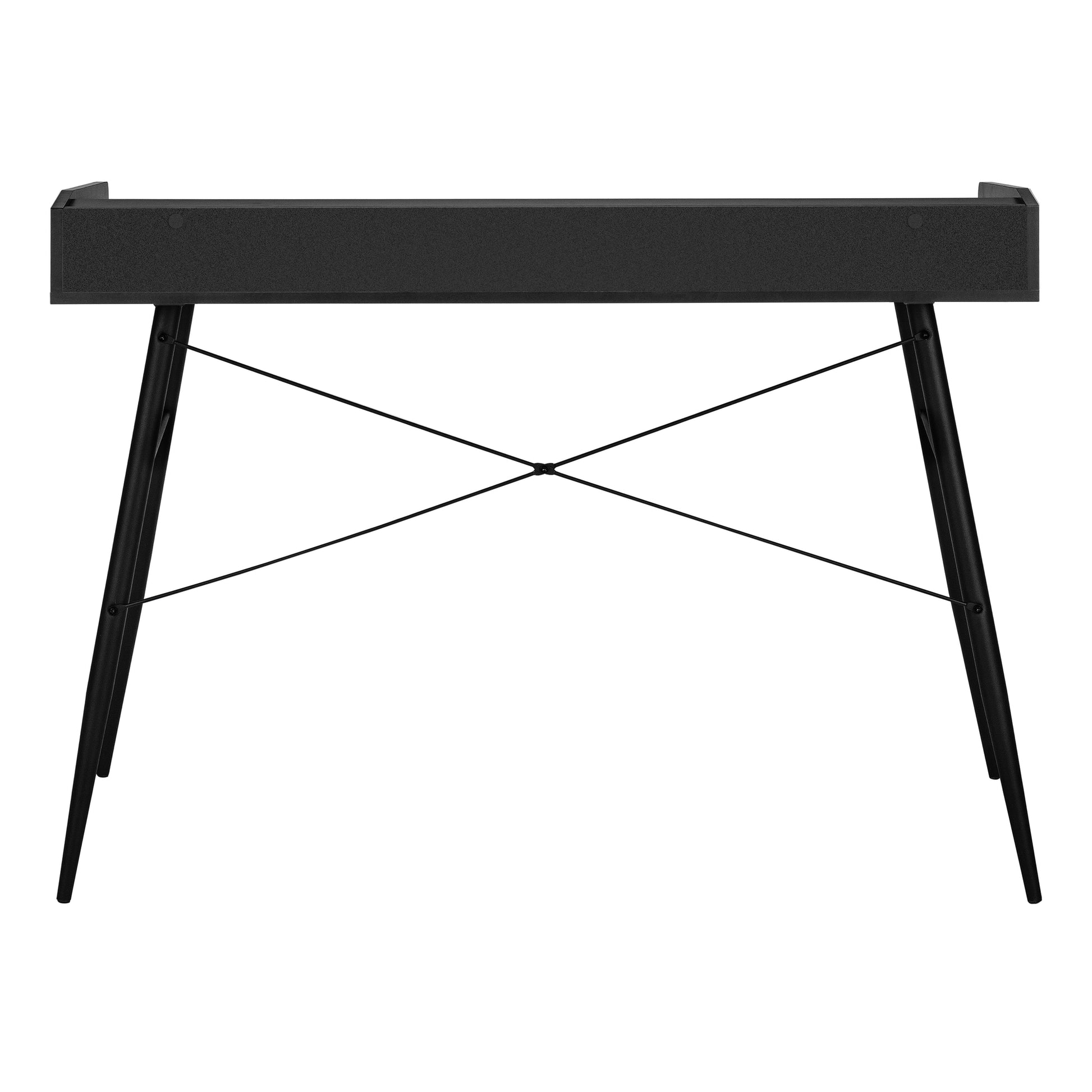 Computer Desk, Home Office, Laptop, Storage Shelves, 48"L, Work, Black Laminate, Black Metal, Contemporary, Modern Black Particle Board