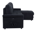 Variable Sofa Bed With Storage And Usb Charging Port Black Wood Medium Soft Foam Cotton Linen 3 Seat