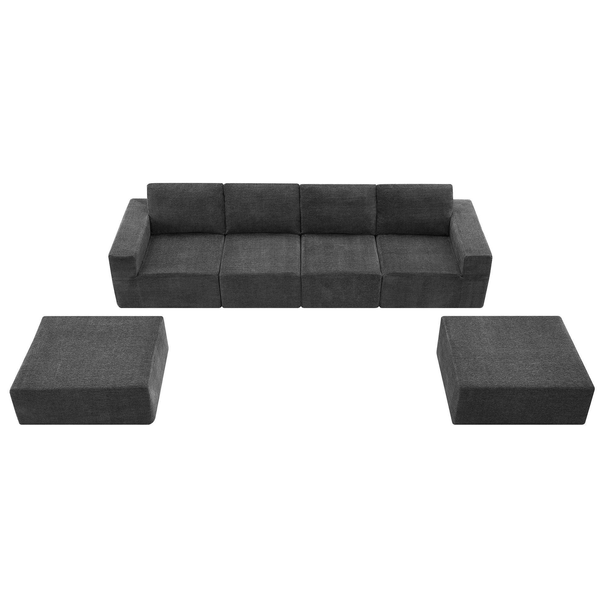 110*72" Modular U Shaped Sectional Sofa,Luxury Chenille Floor Couch Set,Upholstered Indoor Furniture,Foam Filled Sleeper Sofa Bed For Living Room,Bedroom,Free Combination,3 Colors Dark Gray Polyester 6 Seat