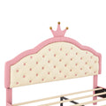 Full Size Lovely Crown Fantasy Pu Leather Princess Bed With Tufted Headboard, Pink Cream Full Pink Mdf Lvl