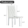 2 Piece Dining Chair Set, Modern Style Kitchen Soft Cushion High Backrest, With Embedded Buttons, Metal Leg Office Chair, Suitable For Restaurants, Offices, And Restaurants. White Pu