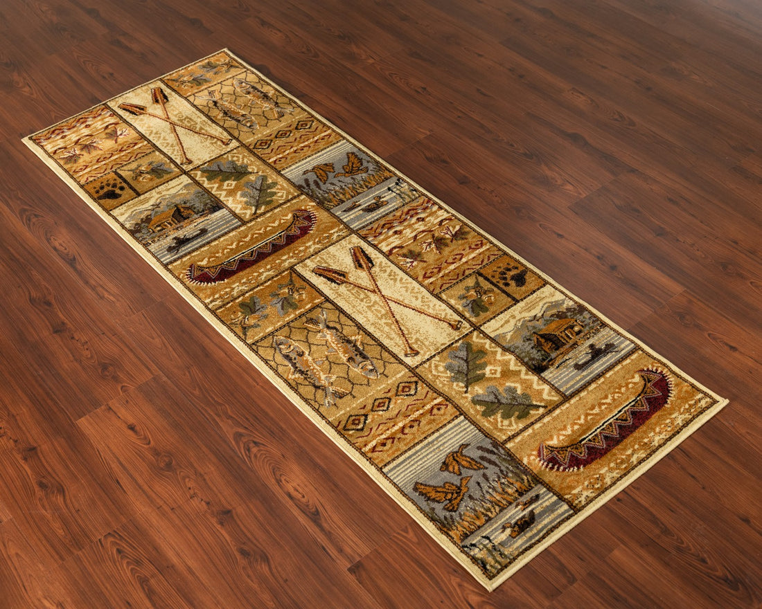 Woodland Gc Rst5001 Multi 2 Ft. X 3 Ft. Lodge Area Rug Cream Polypropylene