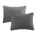3 Piece Split Corner Pleated Quilted Bedspread Dark Grey King Dark Grey Polyester