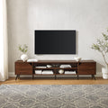 Contemporary 2 Door Minimalist Tv Stand For Tvs Up To 90 Inches Dark Walnut Dark Brown 90 Inches Or Larger Mdf Mdf