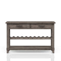 Console Table W Wine Bottle Storage & Storage Drawers Gray Solid Wood Mdf