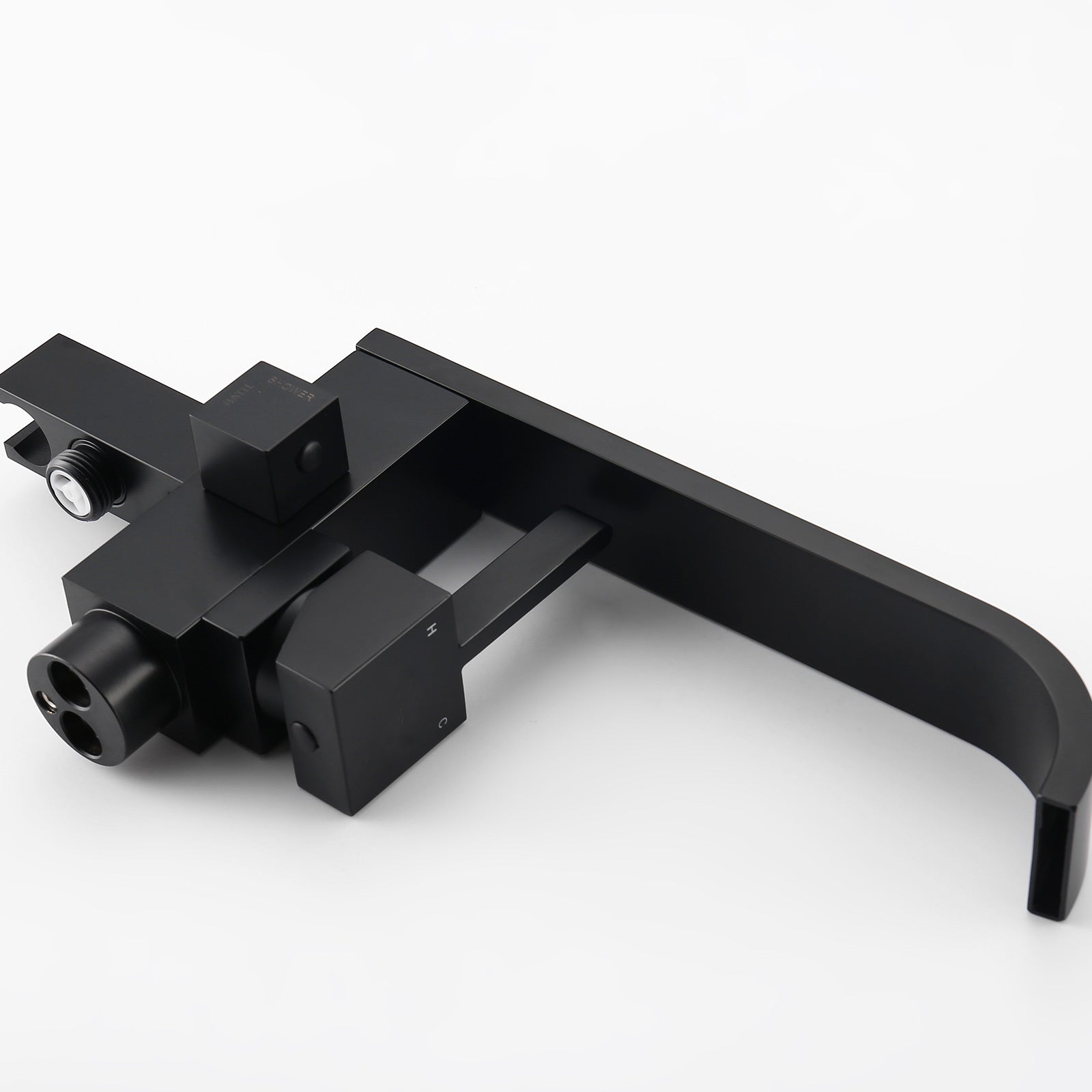 Matte Black Freestanding Bathtub Faucet Waterfall Tub Filler With Handheld Shower Matte Black Brass