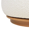 Fuji 360 Swivel Low Barrel Back Accent Chair, Ivory White Boucle White Foam Boucle