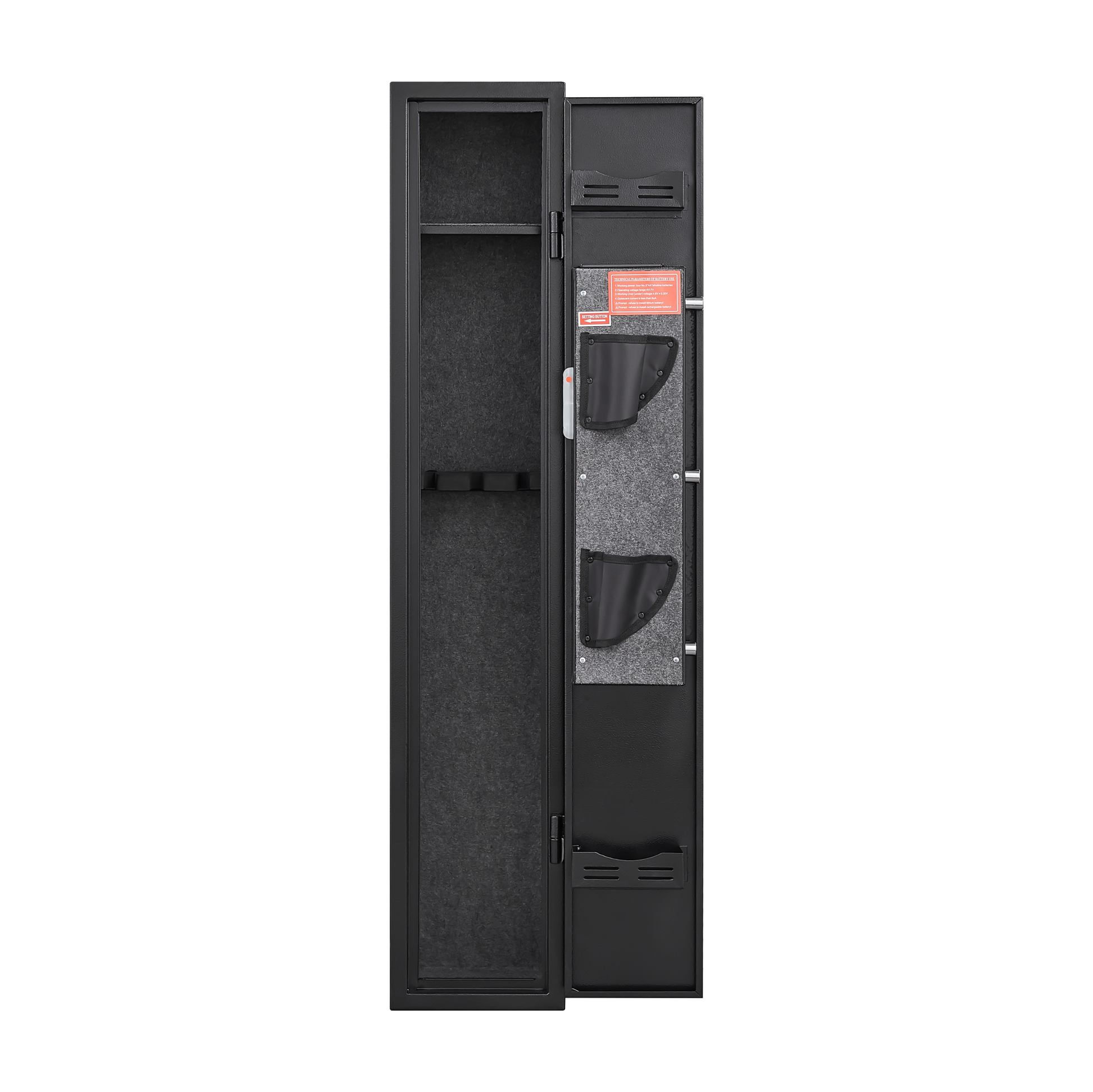 Sturdy Black Steel Cabinet, With Led Lights, Removable Shelf Bullet Rack And Rack. Black Metal