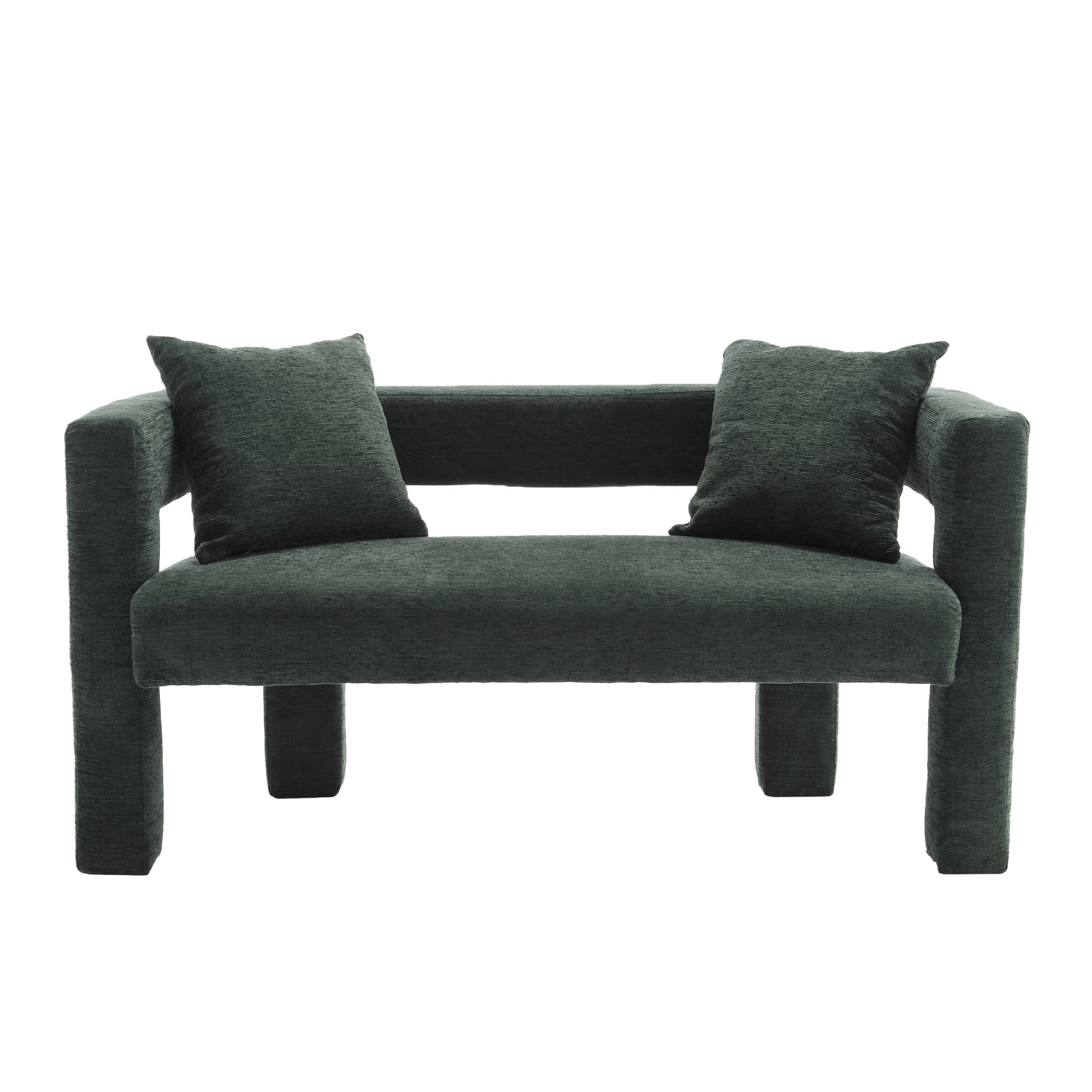 Coolmore Modern Chenille Loveseat Sofacomfy Upholstered 2 Seater Sofa, Small Loveseat Accent Couch For Living Bedroom Leisure Areas Emerald Emerald Primary Living Space Soft Foam Chenille