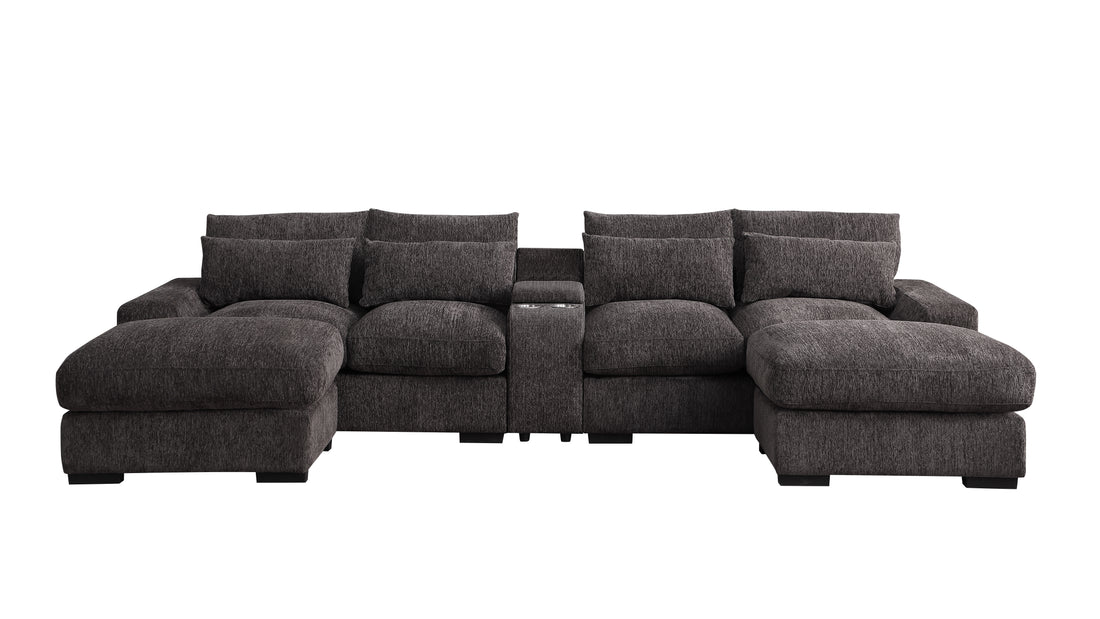Nyeisha Piece Upholstered Sofa & Chaise Coffee Medium Firm Cushion Back U Shaped Square Arms Foam Flannelette 4 Seat