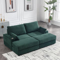 Green 2 Seater Sofa With Usb Cup Holder With 2 Ottoman Green Solid Wood 2 Seat