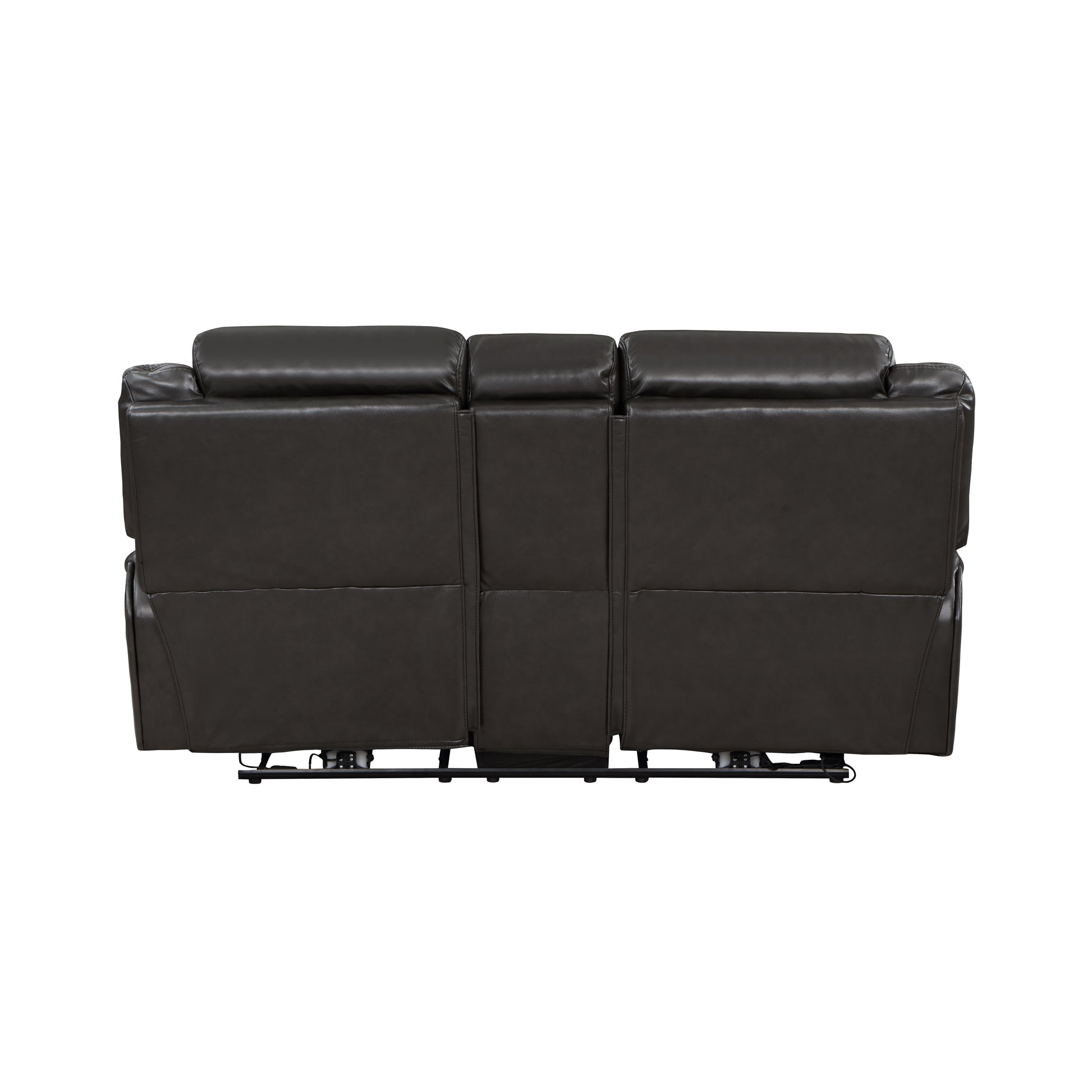 2Pc Power Reclining Sofa Set Modern Design Living Room Furniture Sofa And Loveseat With Center Console Dark Grayfaux Leather Upholstery Usb Ports Contemporary Home Dark Gray,Light Gray Faux Leather Wood Primary Living Space Contemporary,Modern,Ultra