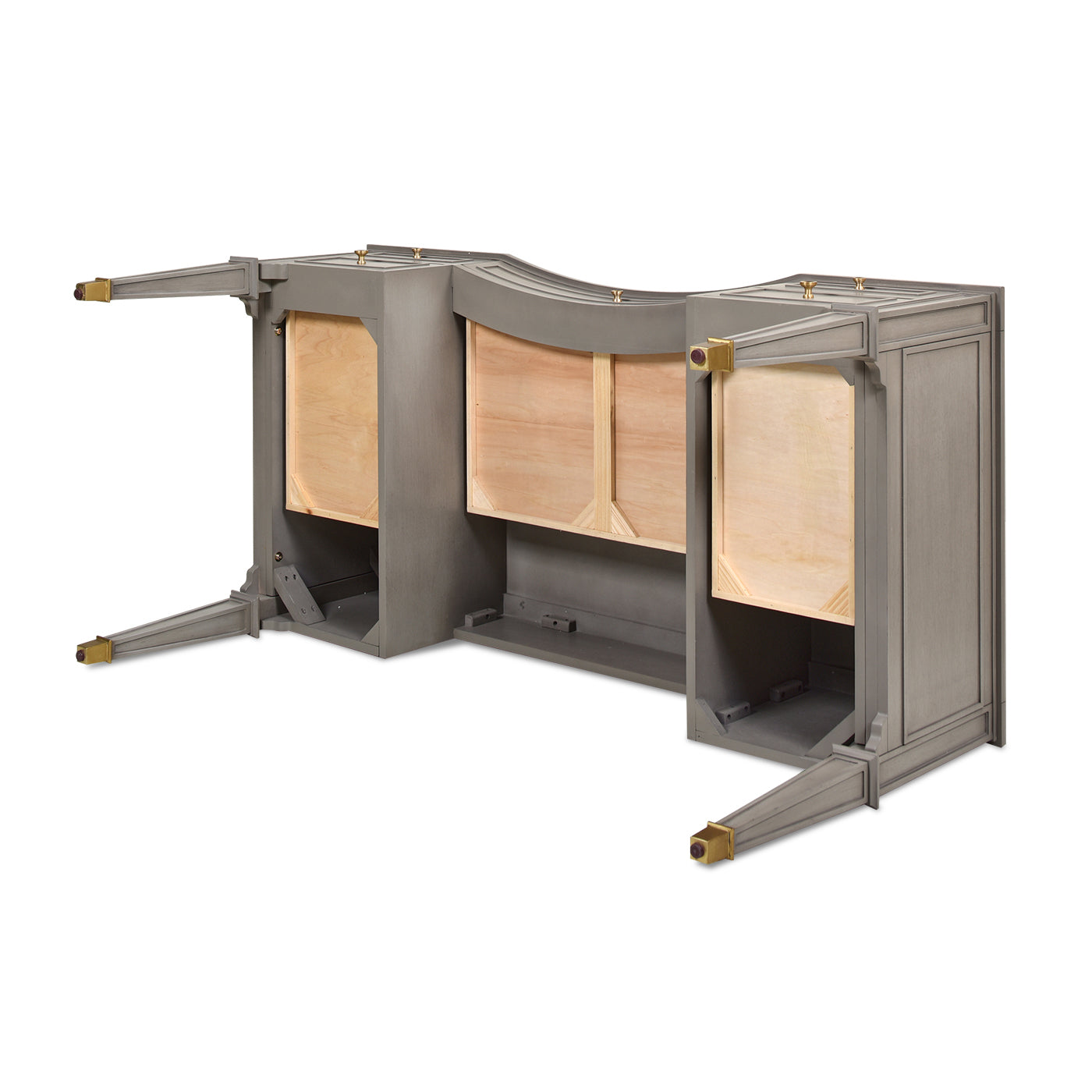 Dauphin Gold Accent 5 Drawer Wood Executive Desk, Grey Cashmere Wood Gray Solid Wood Mdf Wood