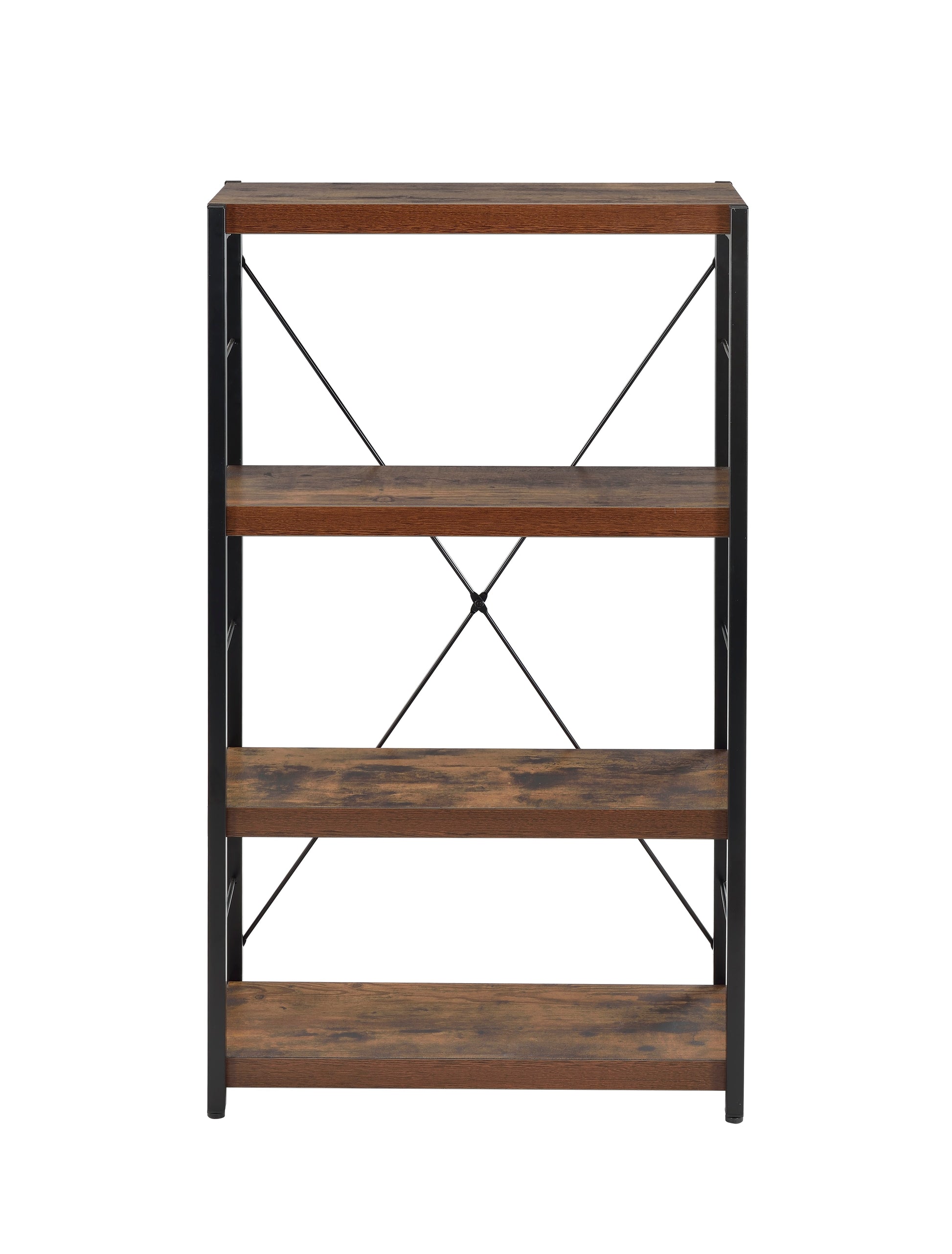 Bob Weathered Oak & Black Finish Bookshelf Black,Oak Metal,Synthetic Wood