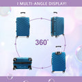 3 Piece Hard Shell Luggage Set With Tsa Lock Spinner Wheel Abs Lightweights Checked Convenient Stackable Suitcase Woman Men 20 24 28 Dark Blue Abs