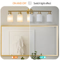 5 Light Golden Bathroom Vanity Light Fixture, Frosted Glass Shades, Modern Wall Mounted Lighting No Bulbs Golden Glass Iron